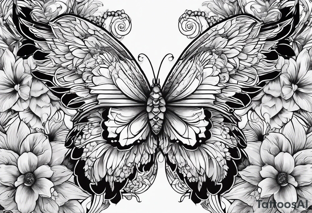 wing, flower, tattoo idea