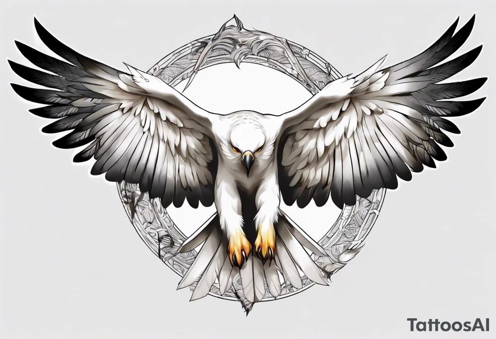 A spirit guide in the form of a white hawk tattoo idea