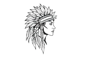Female Native American no headdress tattoo idea