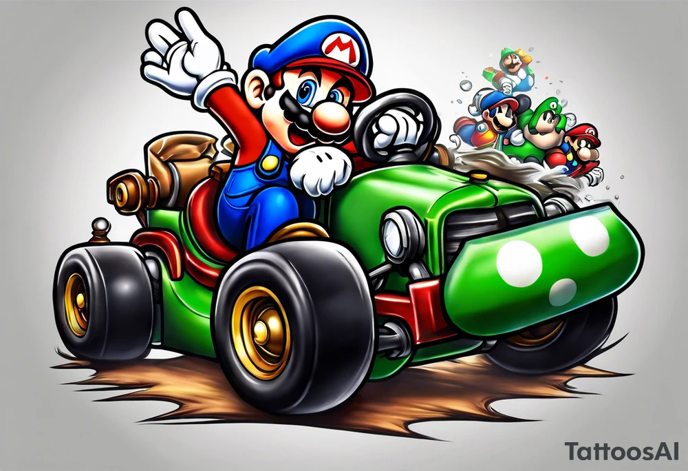 Mario Luigi ghosts and goombas canons tattoo idea