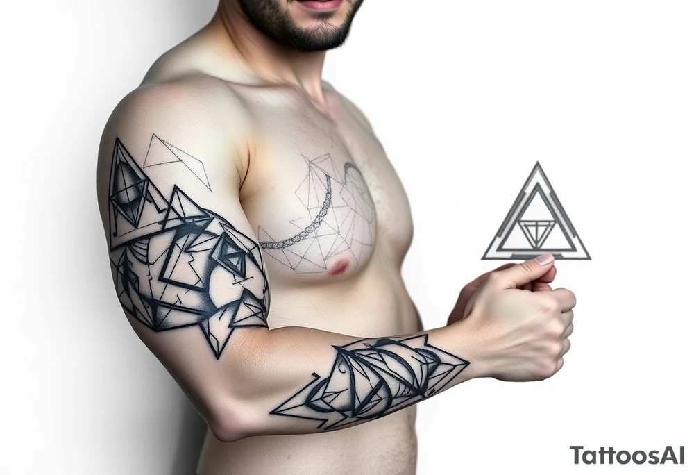 Geometry triangles with ethernal symbol tattoo idea