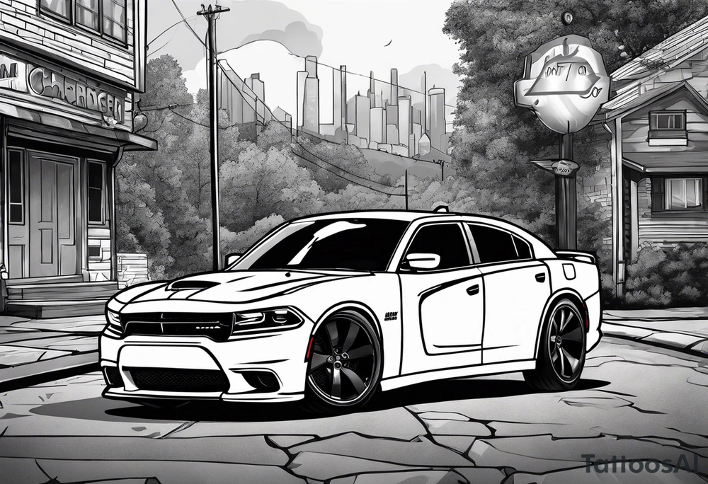 2020 Black Dodge charger tattoo idea