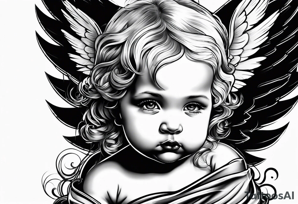Evil baby angel tattoo idea