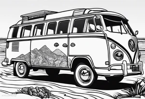 Beach hills plane rugby ball book campervan wine bottle tattoo idea