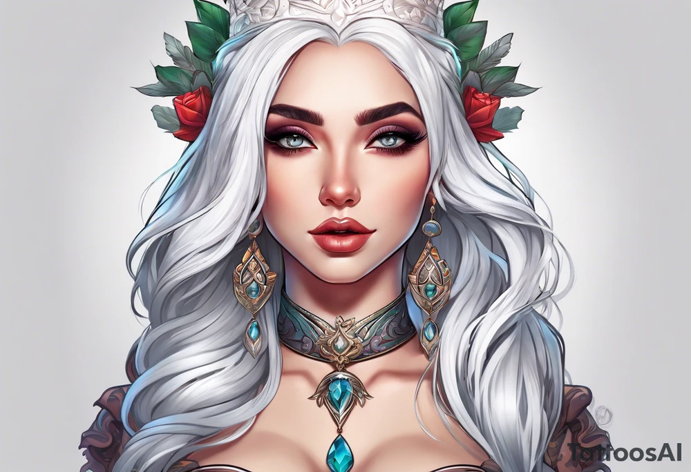 elf princess with white hair tattoo idea