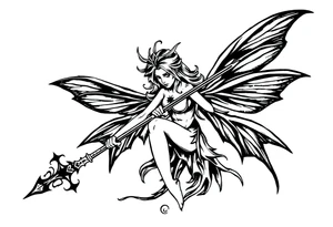 Dark fairy with weapon tattoo idea