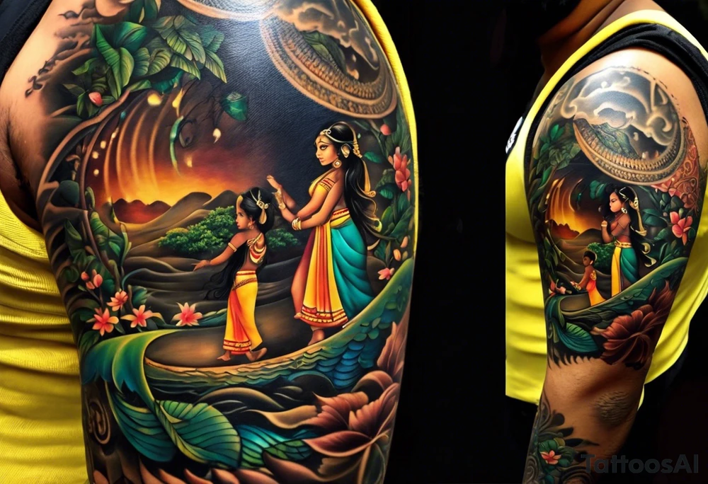 Want to celebrate my life. Came from Sri Lanka to USA. I meet my wife in san Francisco and have two beautiful kids. I want to show love for my wife and kids and how they make me stronger every day. I love water and love life. I also wana Sri Lankan basis tattoo idea tattoo idea