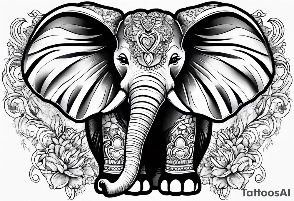 cute elephant with wings tattoo idea