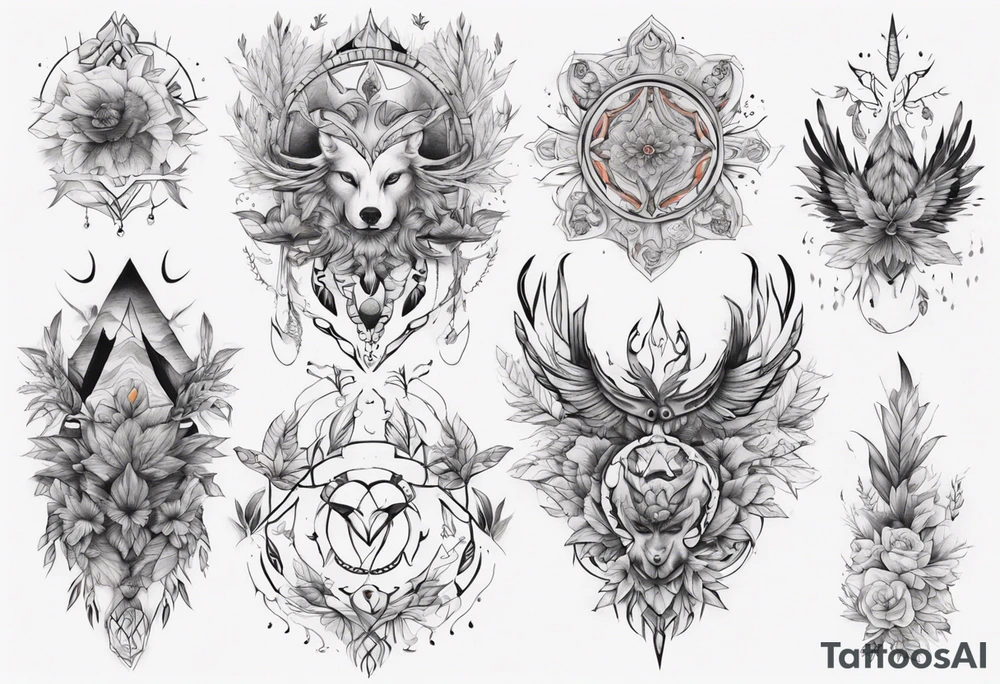 Back tattoo fine line with nature and some
Colors tattoo idea