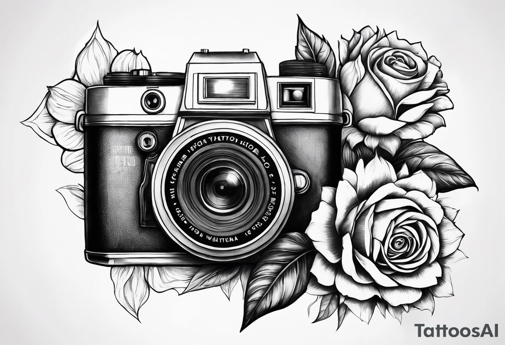 sunflower, camera, flower rose , book tattoo idea