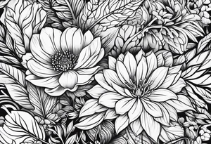 flowers and leaves tattoo idea