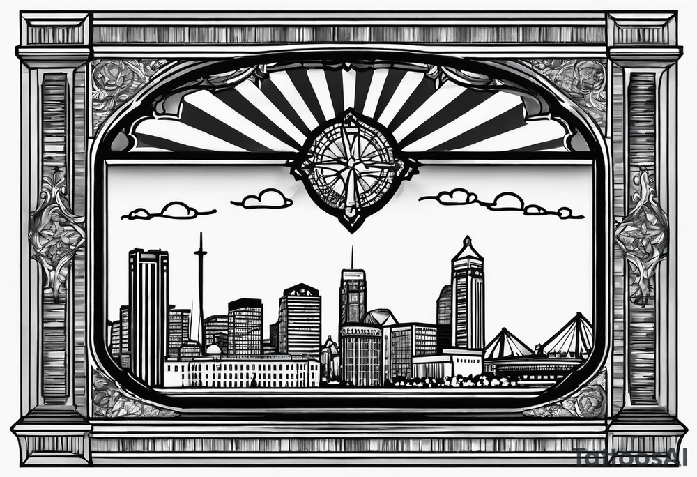 saint louis missouri skyline in a simple frame tattoo idea
