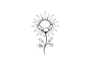 Sun rise flower with stem and leaves tattoo idea