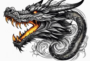 dragon and fire in long horizontal tattoo idea