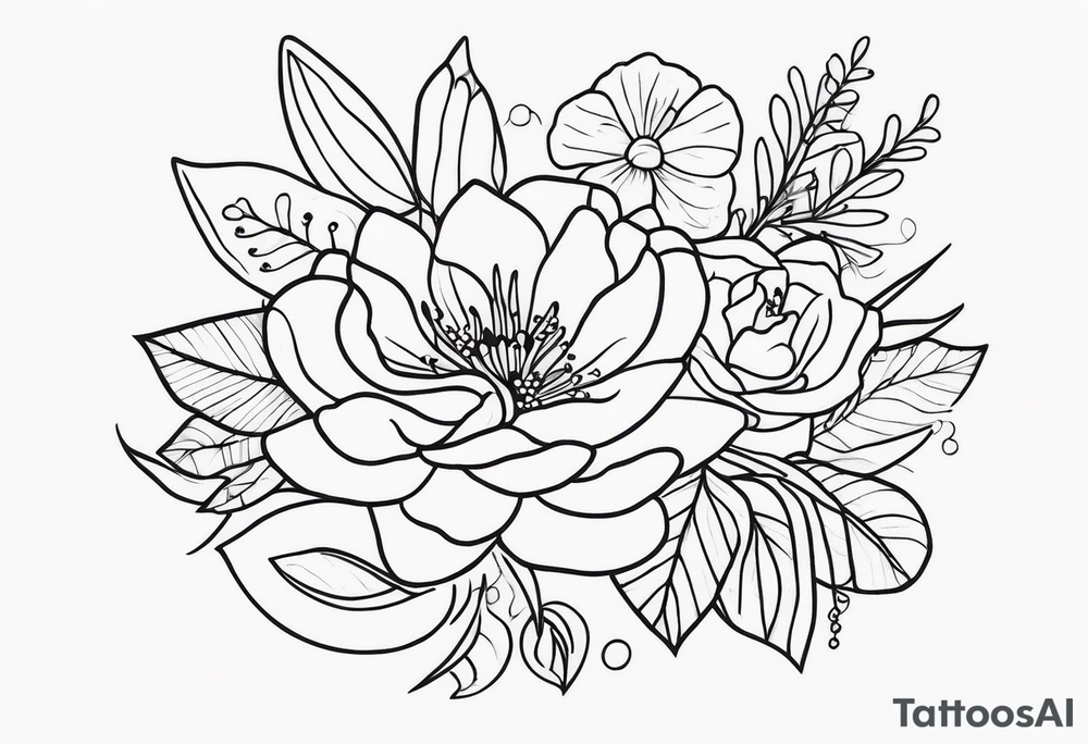 mexican fine line floral tattoo idea