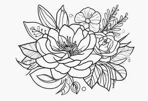 mexican fine line floral tattoo idea