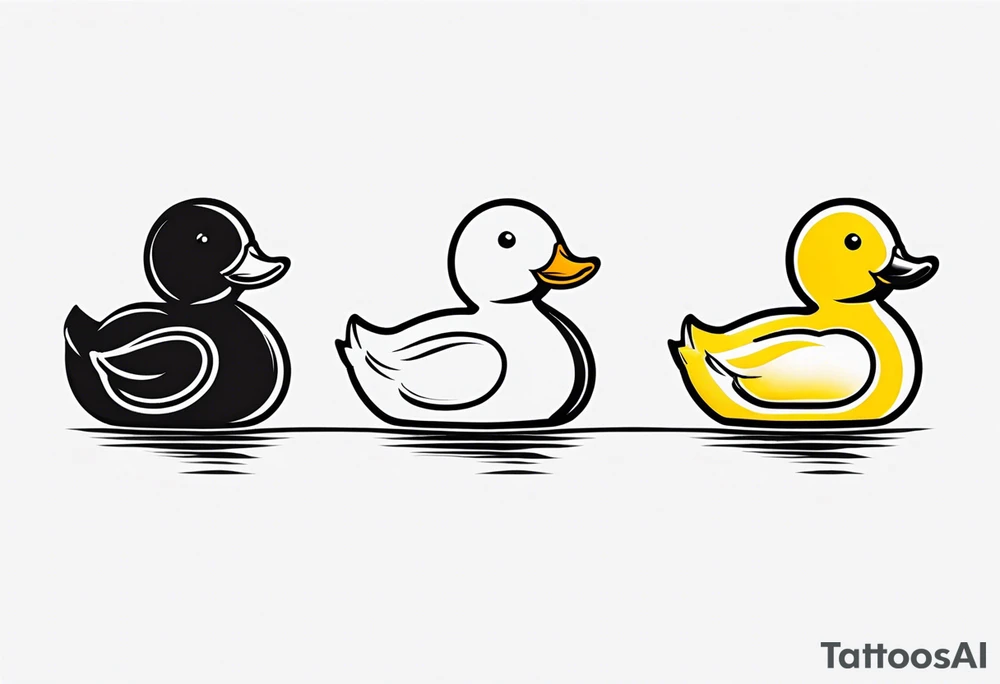 3 rubber ducks in a row side profile 

they are all facing the same way tattoo idea