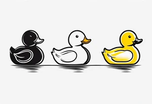 3 rubber ducks in a row side profile 

they are all facing the same way tattoo idea