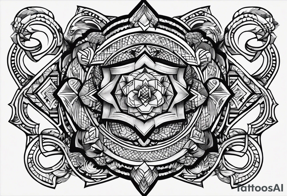 Diamond pattern shapes with snake scale tattoo idea
