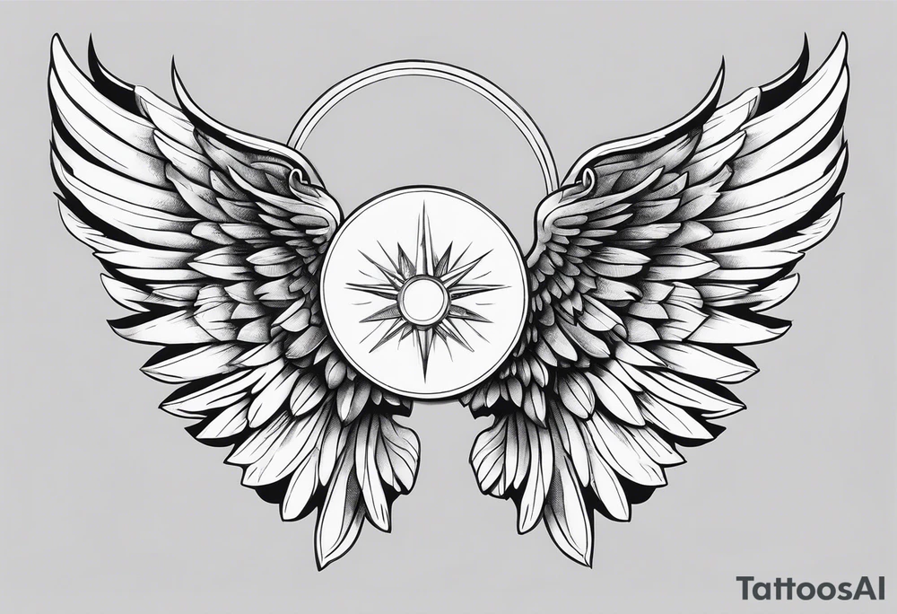 a pair of wings with a halo over them tattoo idea