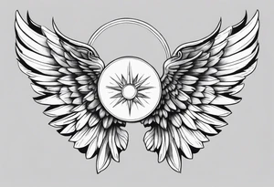 a pair of wings with a halo over them tattoo idea