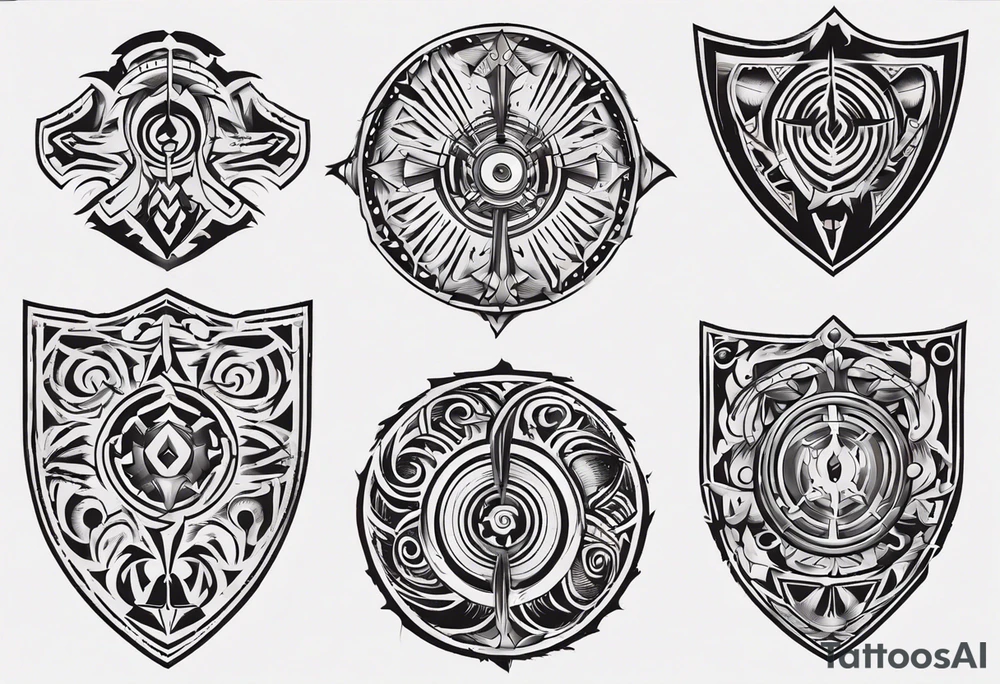 Shield symmetrical tattoo idea