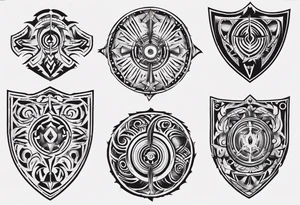 Shield symmetrical tattoo idea