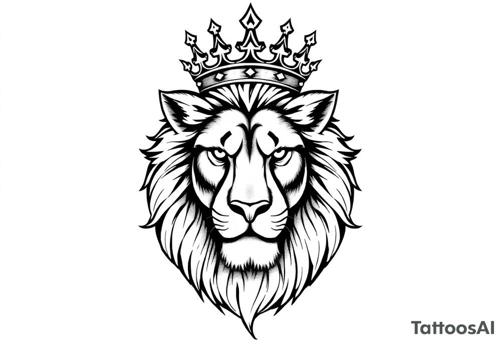 lion with crown tattoo idea
