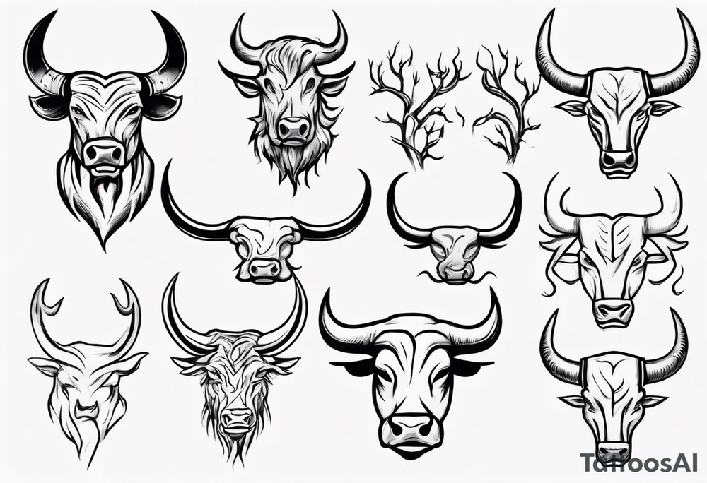 Bull head, tree outline, hockey, Finland tattoo idea