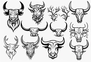Bull head, tree outline, hockey, Finland tattoo idea