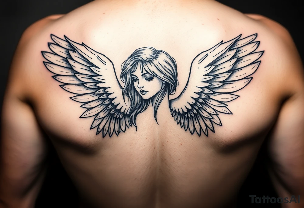 girl with angel wings tattoo idea