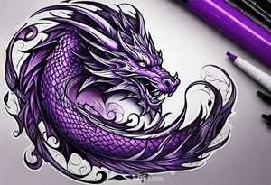 Purple eldritch dragon arm sleeve tattoo idea