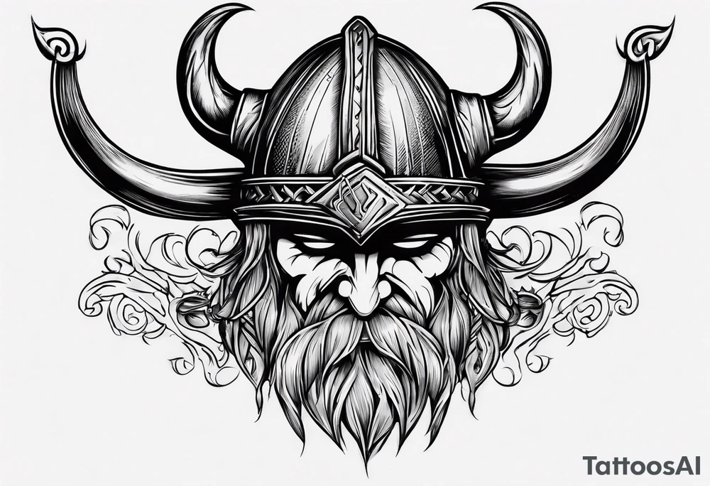 Viking hat on hood of car tattoo idea