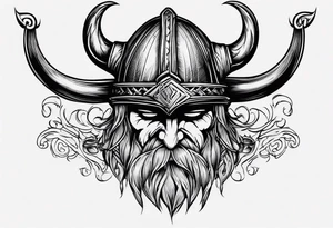 Viking hat on hood of car tattoo idea