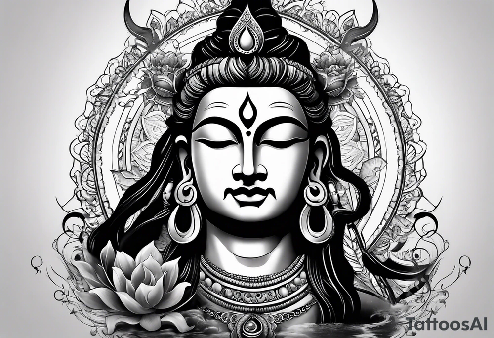 Shiva tattoo and add personality like adventure, karma , nothing is deep , positive, go with the flow tattoo idea
