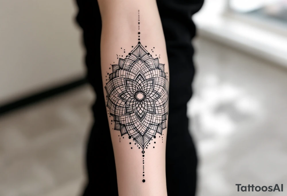 fine-line tattoo, interconnected sacred geometry, multiple mandala fusion, flowing geometric vines, intertwining dotwork patterns, morphing sacred symbols, geometric transformation, overlapping mandala layers, flowing geometric streams, sacred geometry cascade, dotwork connections, radiating interconnected patterns, geometric web, mandala constellation, flowing sacred lines, intertwining geometric forms, dotwork bridges, connected sacred patterns, geometric flow transition, mandala network, artistic geometric fusion, delicate interconnections, black grey shading, no outlines, arm wrap design, organic geometric flow, artistic sacred weaving, geometric poetry, mandala storytelling, interconnected symmetry, flowing sacred architecture tattoo idea