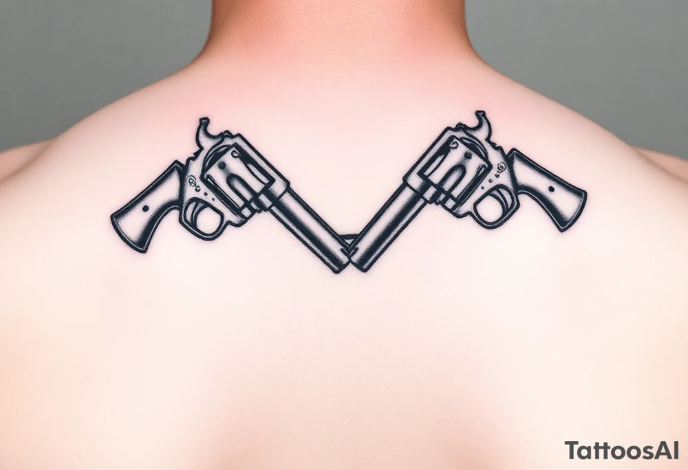 2 revolvers crossing pointing down tattoo idea