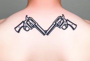 2 revolvers crossing pointing down tattoo idea