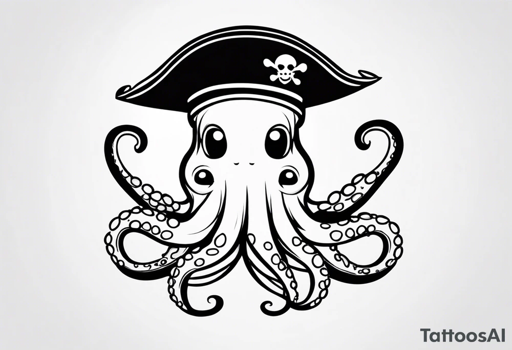 octopus wearing a pirate hat tattoo idea