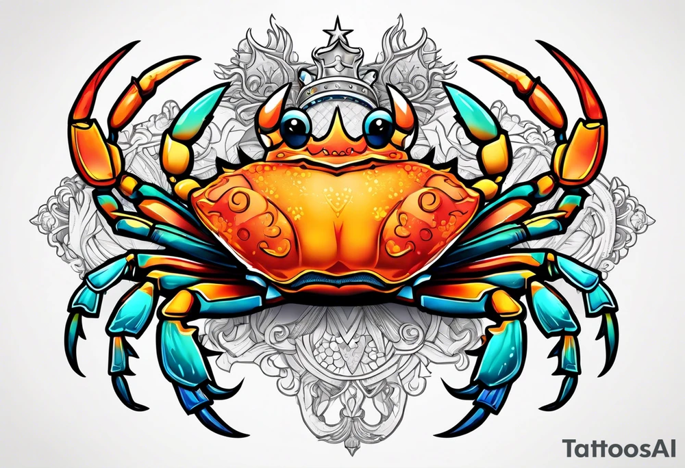 Crab wearing crown tattoo idea