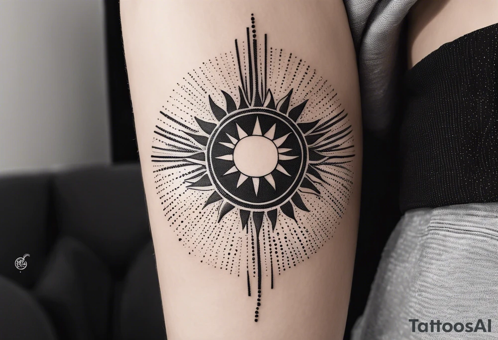 Sun with lines and dots simple yet feminine tattoo idea