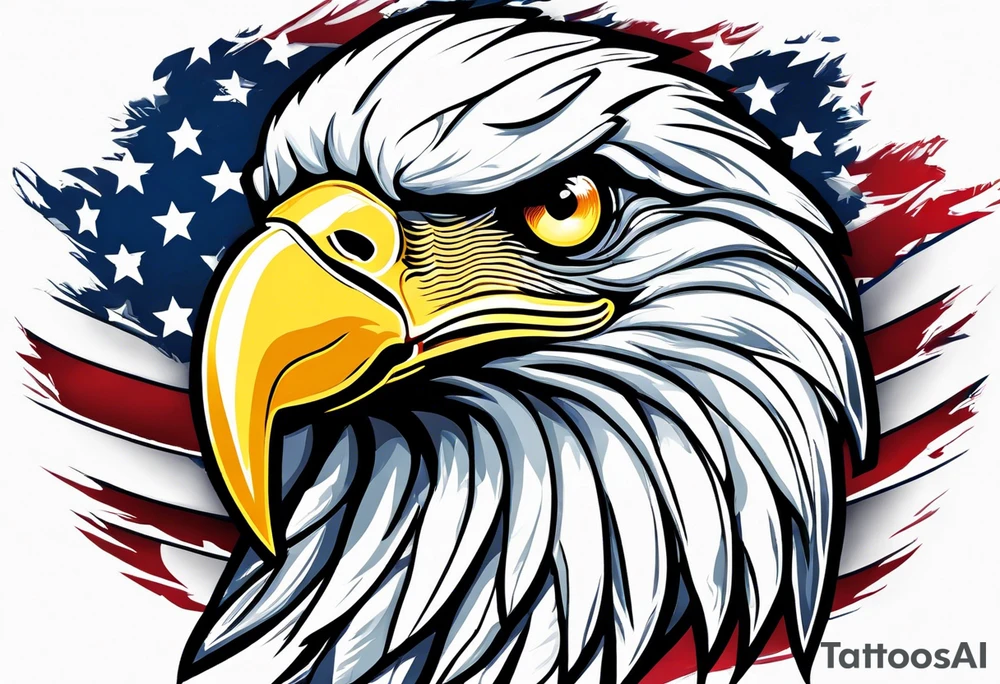 Patriot Eaglehead flag banner tattoo idea