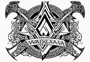 Valhalla sword shield dragon axe Valknut barbed wire chains tribal tattoo idea