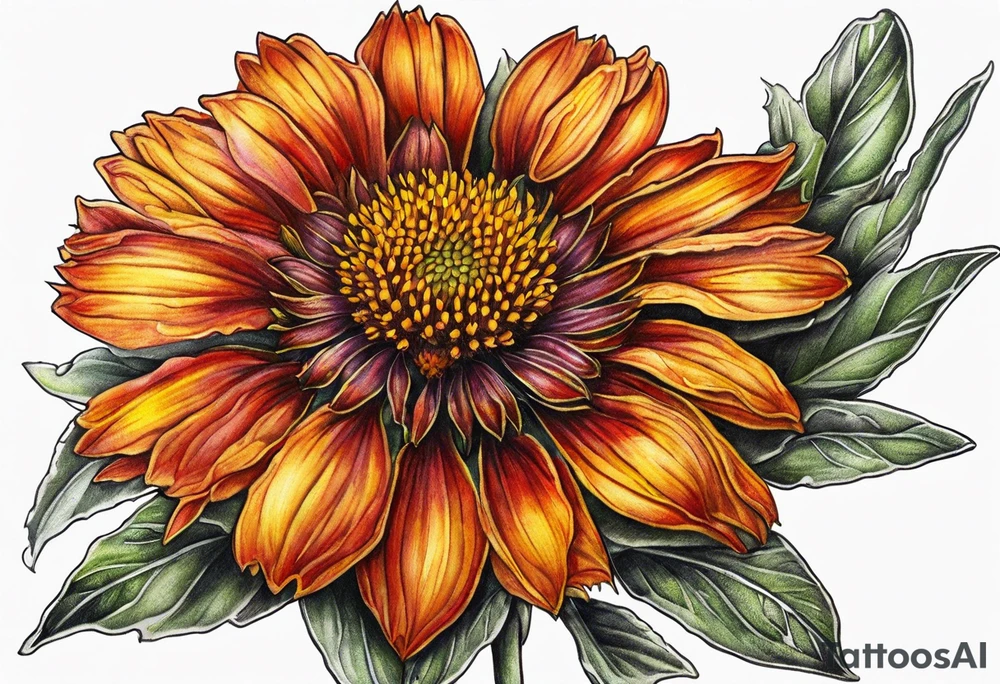 Indian blanket flower tattoo idea