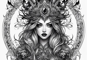 A dark fantasy spooky themed tattoo idea