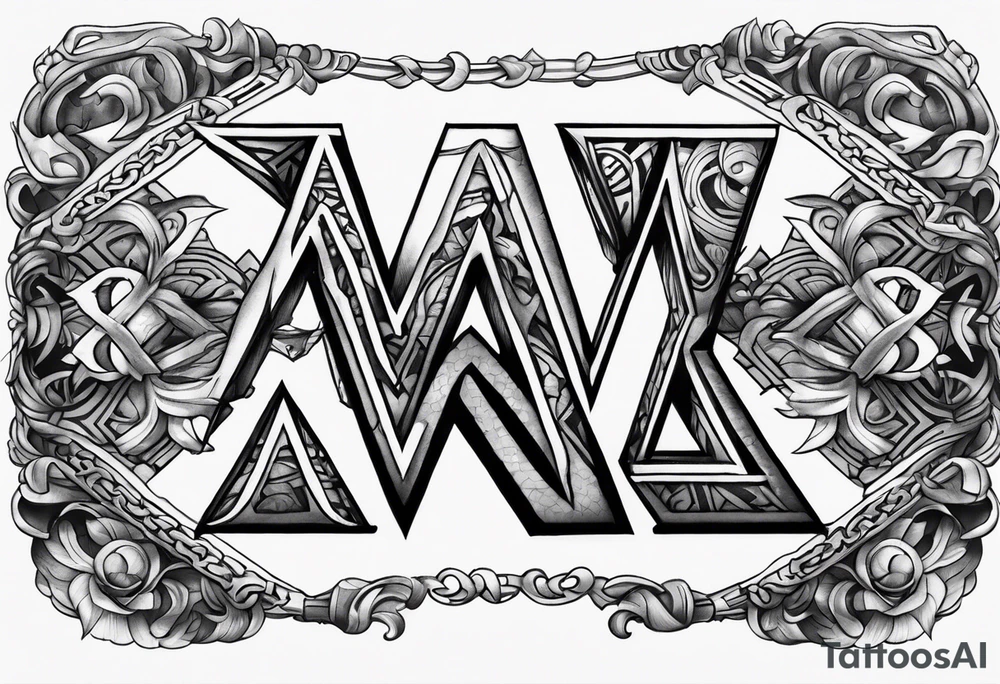 the letters A W R in the middle of a ninja headband tattoo idea