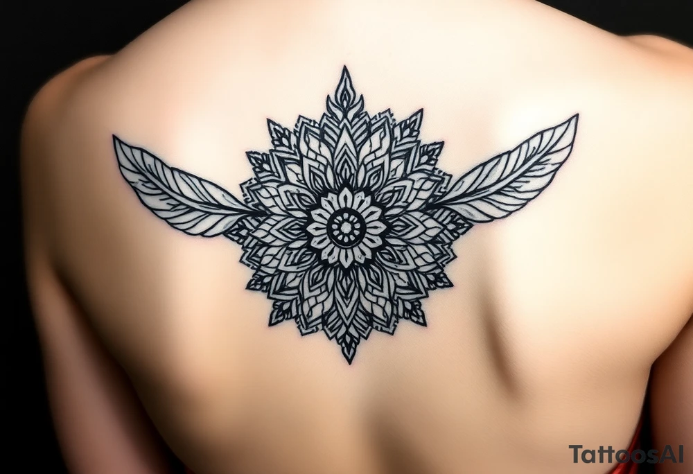 spiritual feathers ornamental mandala shaman tattoo idea