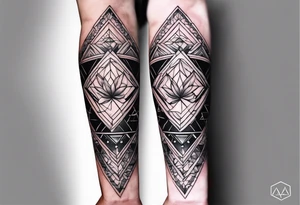 Sleeve on the forearm with a diamond in the middle tattoo idea