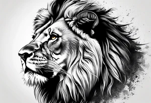 lion with scratvh in its eye and roar tattoo idea