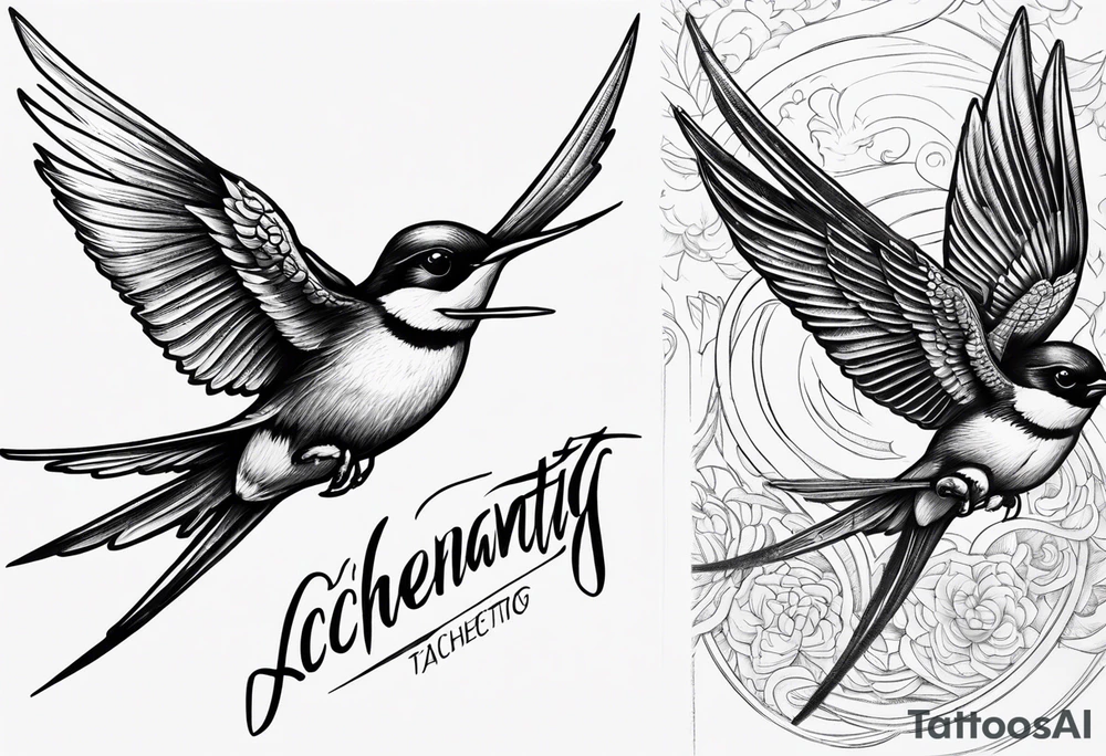 Two flying swallows with the word achentachetig tattoo idea Two flying swallows with the word achentachetig tattoo idea